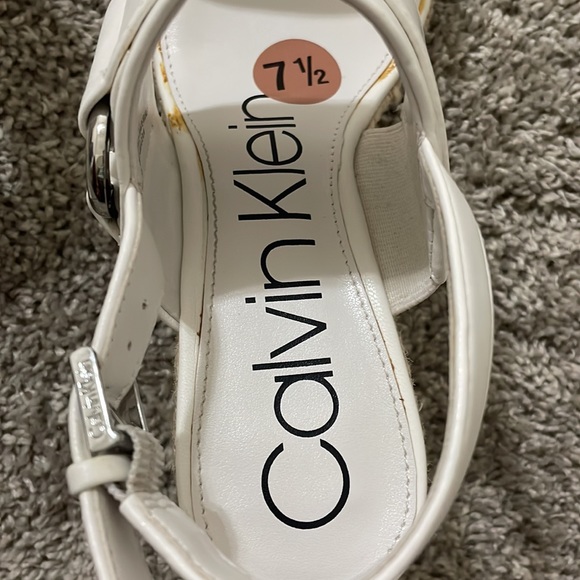 White Calvin Klein espadrilles wedges sz 7 1/2 - Picture 4 of 7